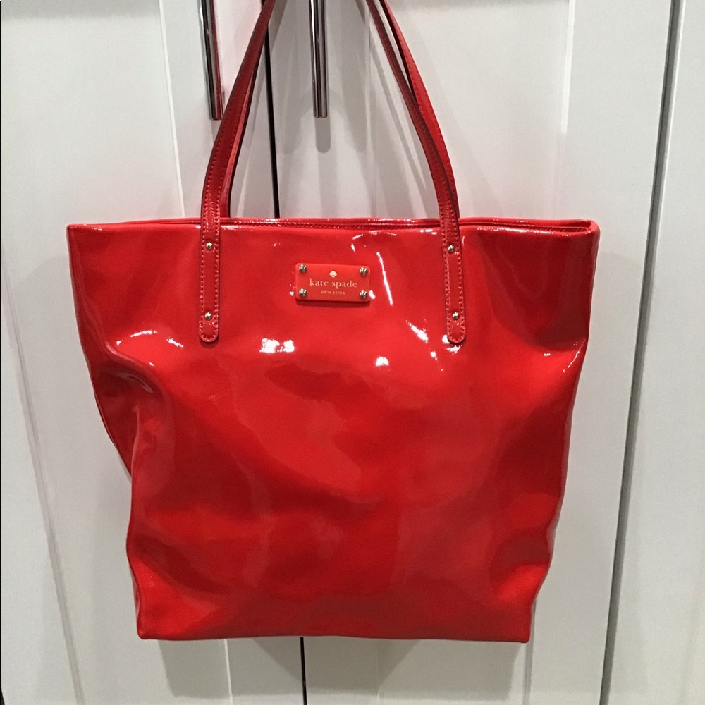 Kate Spade red pattern leather tote